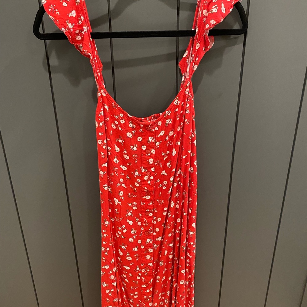 LOVE, FIRE floral button down mini dress